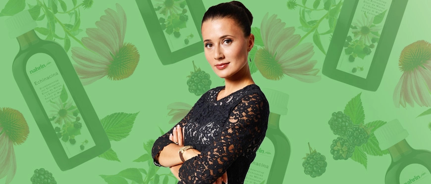 Яна Лапутина в рекламном материале Nahrin